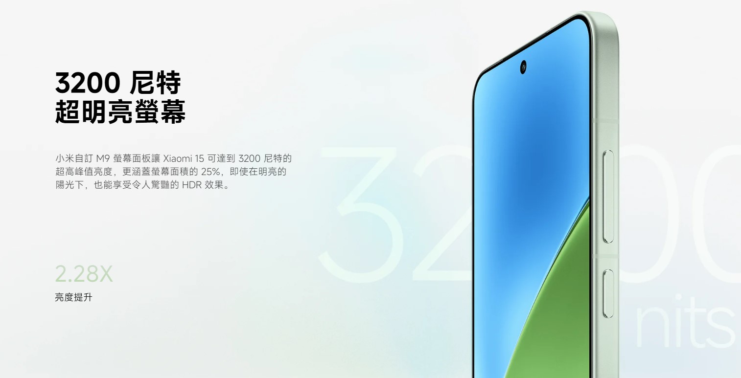 小米15 螢幕峰值亮度